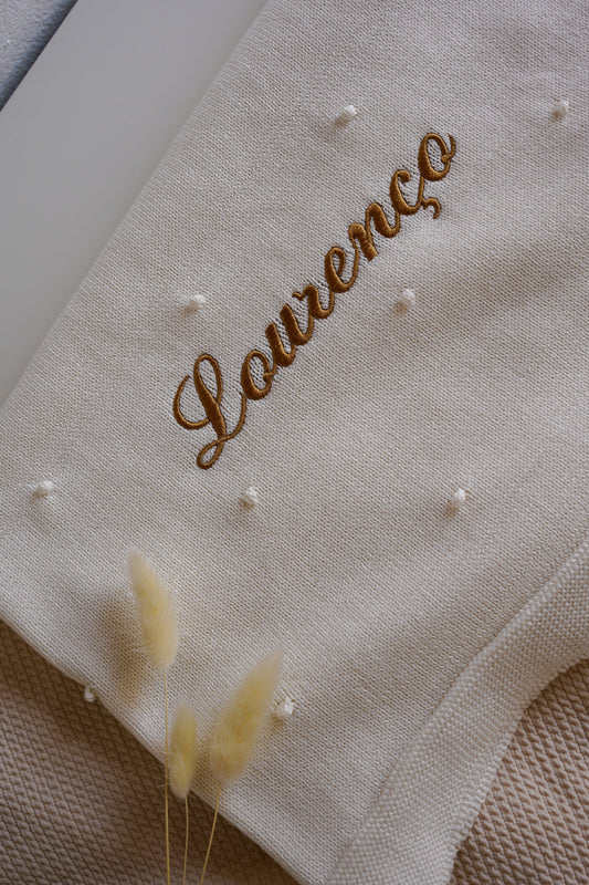 Manta pompom em algodão - primavera/verão