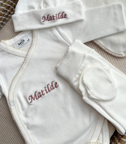 Conjunto Felicidade bordado (7 peças)