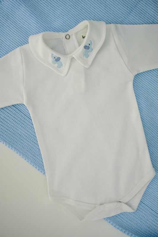 Body de Bebé com Gola em Bico e Bordado Elefantes