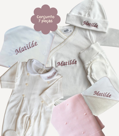 Conjunto Felicidade bordado (7 peças)