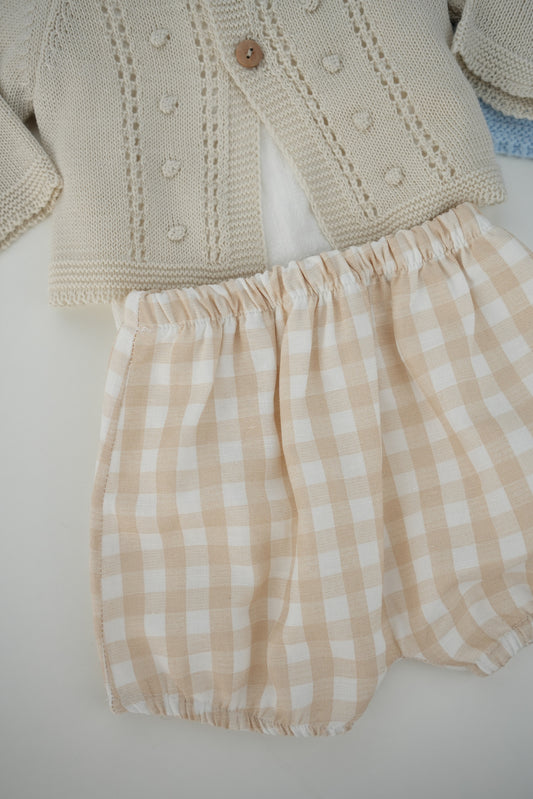 Conjunto de Bebé Algodão - Casaco, Camisa e Calção