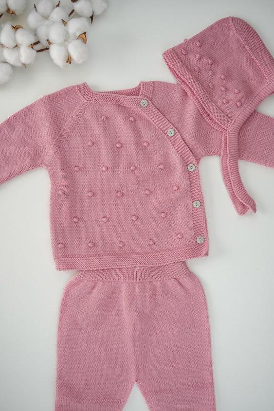 Conjunto de malha 100% algodão com touca