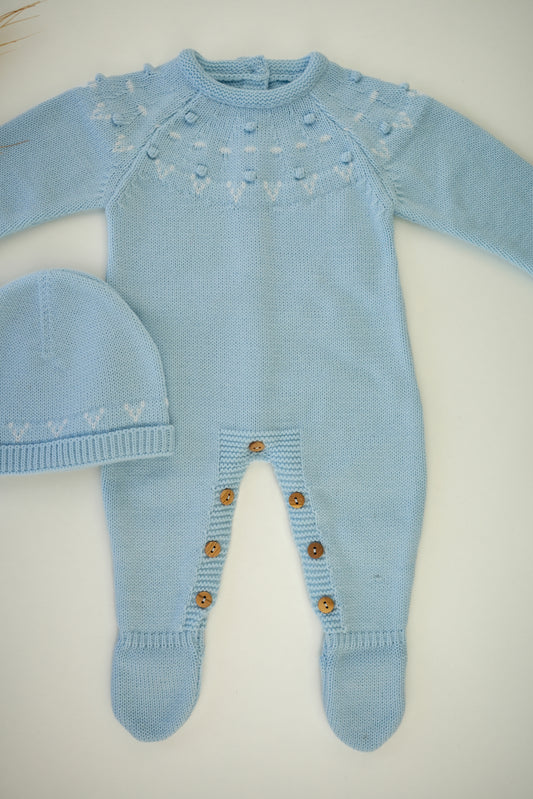 Macacão de malha com gorro