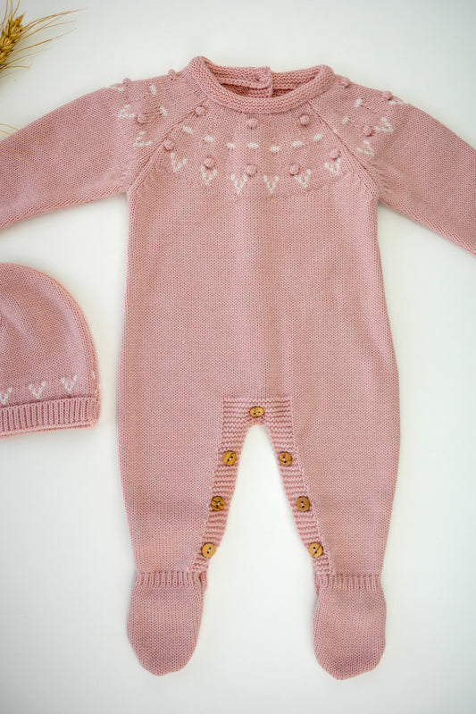 Macacão de malha com gorro